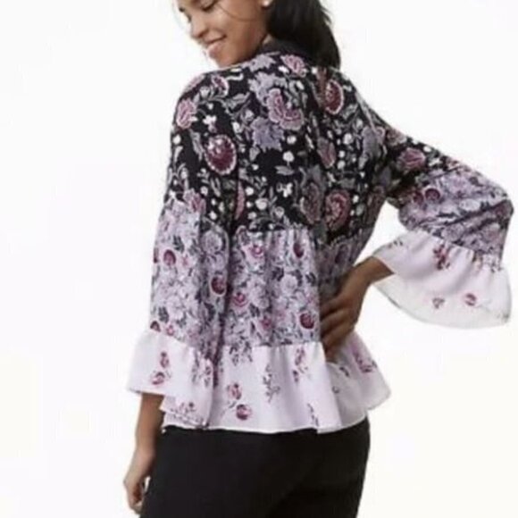 LOFT Keyhole Blouse with Velvet Collar - Picture 7 of 7